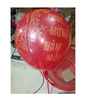 10 Bóng bay chúc mừng năm mới quả to có kèm que cắm