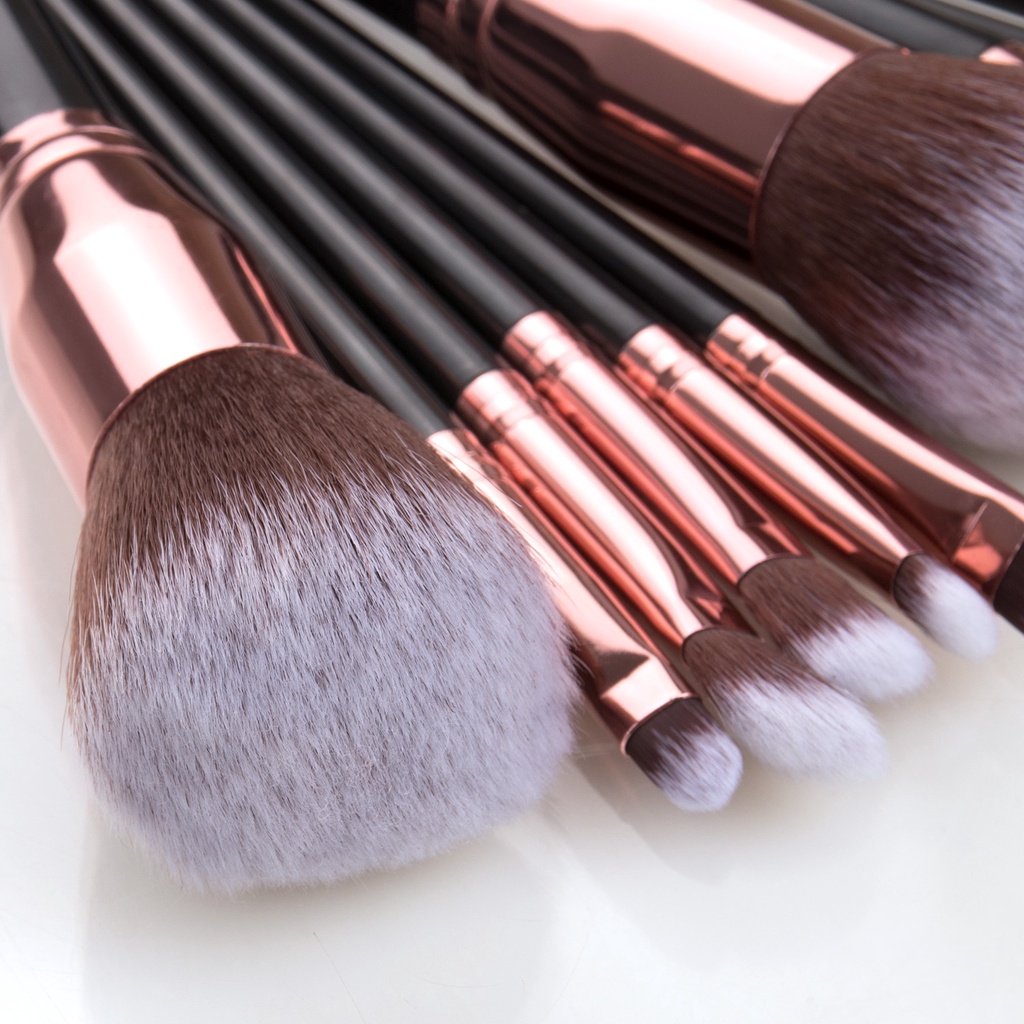 Bộ Cọ Trang Điểm 15 Cây Màu Đen Kèm Túi Da