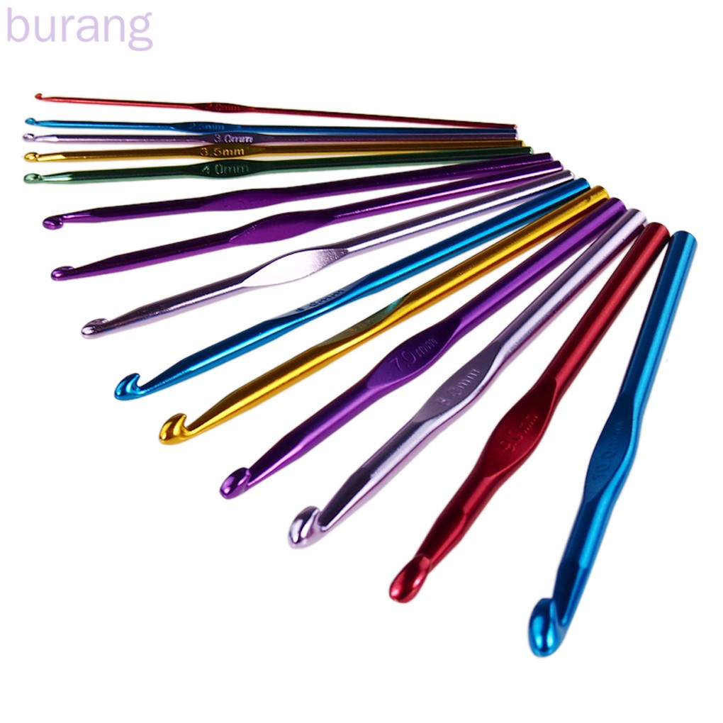 14Pcs Metal Crochet Hook Knitting Kit Needles Yarn Stitches