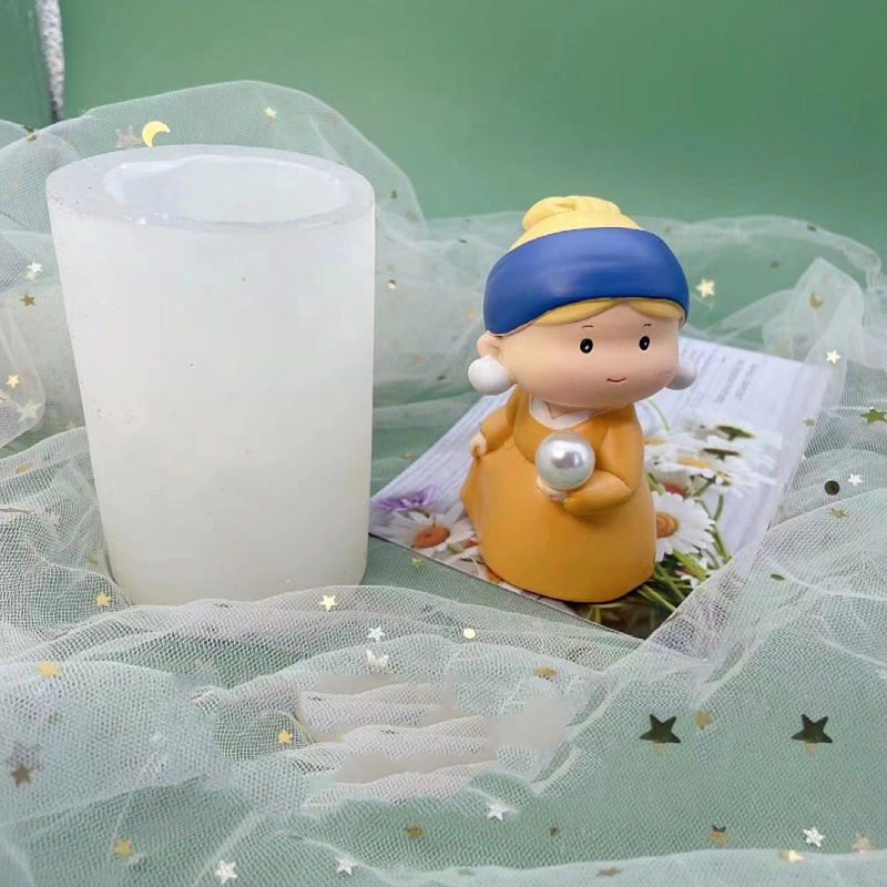 Khuôn Làm Nến / Xà Phòng Chất Liệu Silicone Hình Cô Gái
