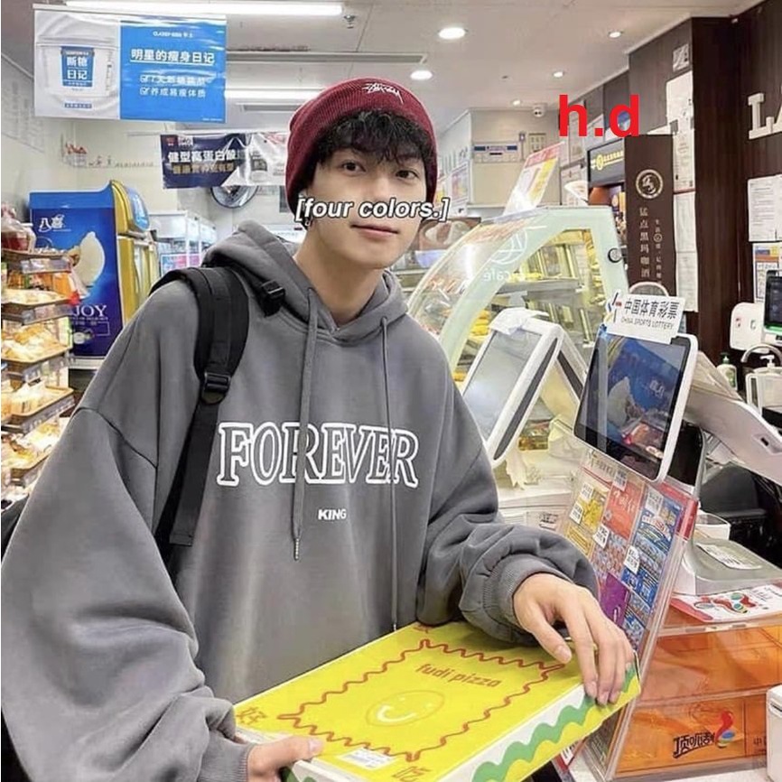 Áo hodie Forever mũ 2 lớp-7H5Đ