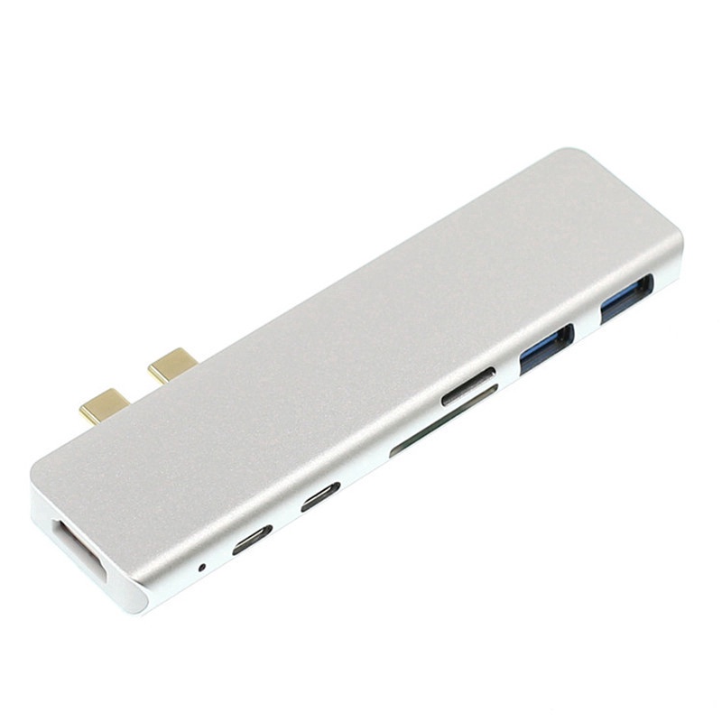 7 trong 1 USB C Hub USB 3.1 Loại C Dock Adapter 4K Đầu đọc thẻ HDMI Untuk MacBook Pro