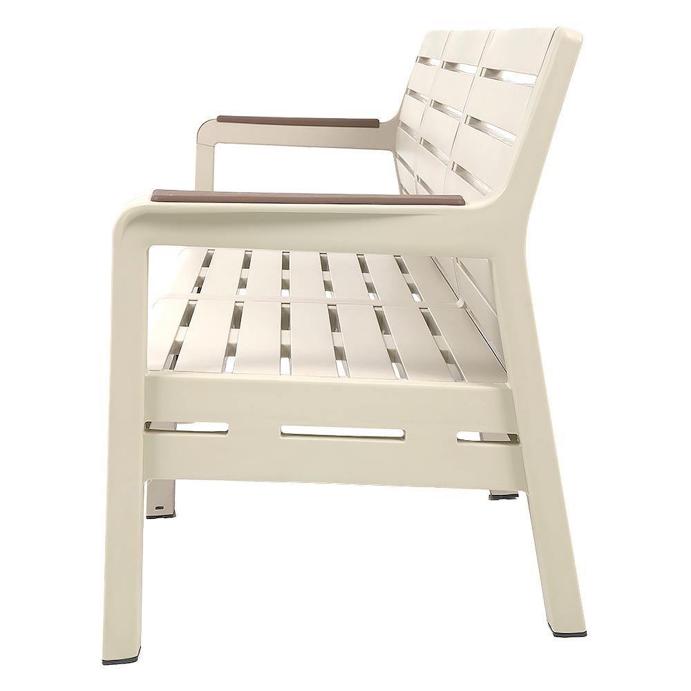 HomeBase SPRING Ghế băng dài 3 chỗ bằng nhựa Thái Lan W184xH79,1xD65x5cm màu kem