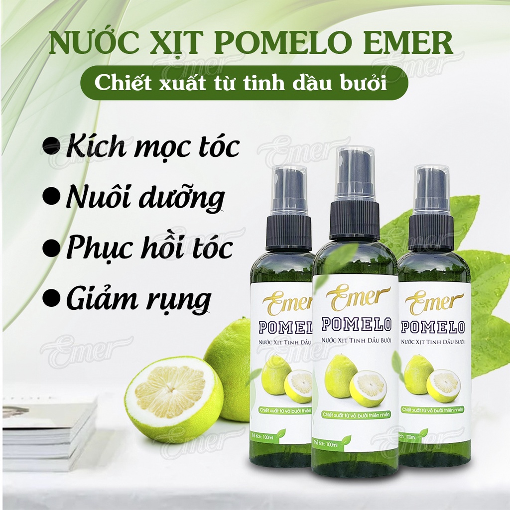 Bộ 2 chai xịt tinh dầu bưởi kích mọc tóc pomelo EMER 100ml x2 hết rụng dưỡng tóc Mỹ Phẩm Sỉ Emer