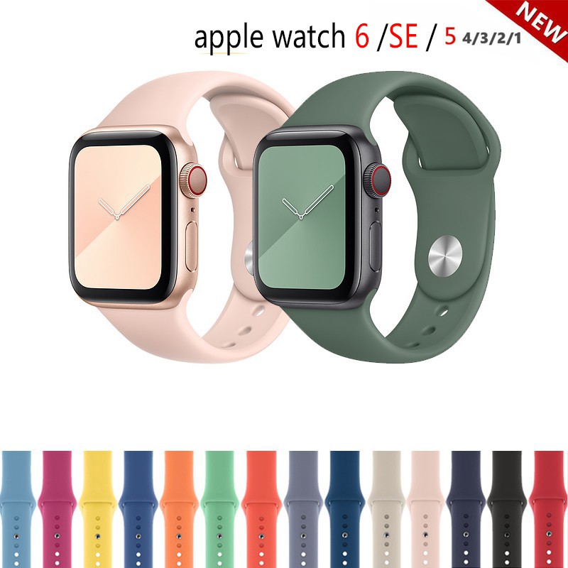 Dây đeo đồng hồ silicone phong cách thể thao cho Apple Watch 38mm 40mm 42mm 44mm 41mm 45mm
