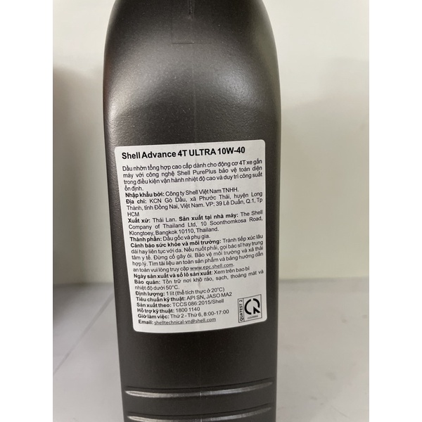 [chiết lẻ] Nhớt tổng hợp 100% Shell Advance 4T Ultra 10W40 (mẫu mới) tổng hợp toàn phần