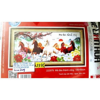 Tranh thêu MÃ ĐÁO THÀNH CÔNG 100x50cm chưa thêu 53458 222979