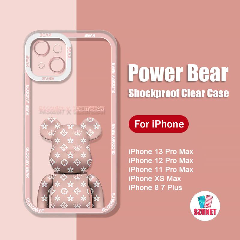 Ốp Điện Thoại TPU Mềm Trong Suốt In Hình Gấu Bảo Vệ Ống Kính Máy Ảnh Cho iPhone 14 13 12 11 Pro Max XS XR X 8 7 Plus