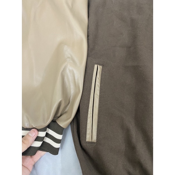 VARSITY JACKET BOMBER CHỮ A NÂU