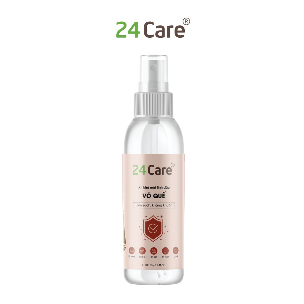 [KHÁNG KHUẨN] Tinh dầu xịt phòng kháng khuẩn Quế 24Care nguồn gốc thiên nhiên 100ml