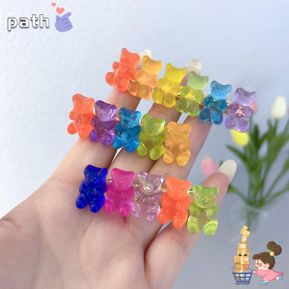 ♪Con đường♪ Kẹp Tóc Hình Gấu Màu Sắc Ngọt Ngào Dễ Thương Cho Nữ