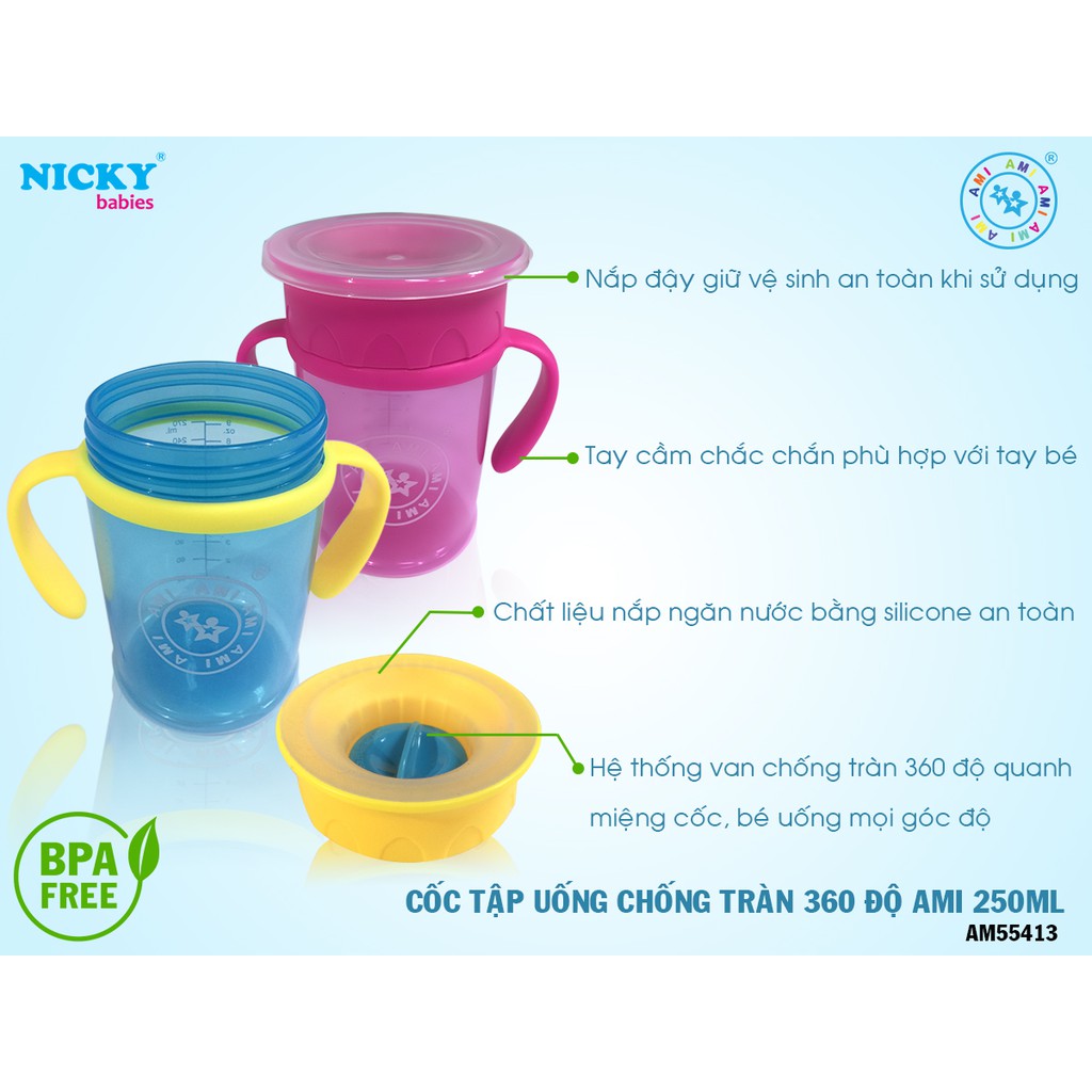 [HÀNG NHẬP KHẨU] - Cốc tập uống chống tràn 360 độ 250ml AM55413