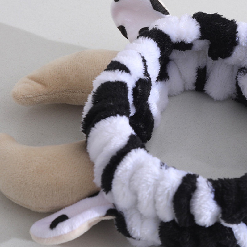 Băng Đô Cài Tóc Mềm Mại Họa Tiết Bò Sữa Độc Đáo Cho Nữ