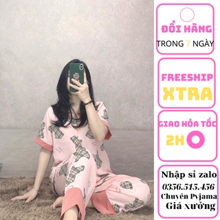 Bộ đồ ngủ Nữ Pyjama cổ sen Mango cao cấp