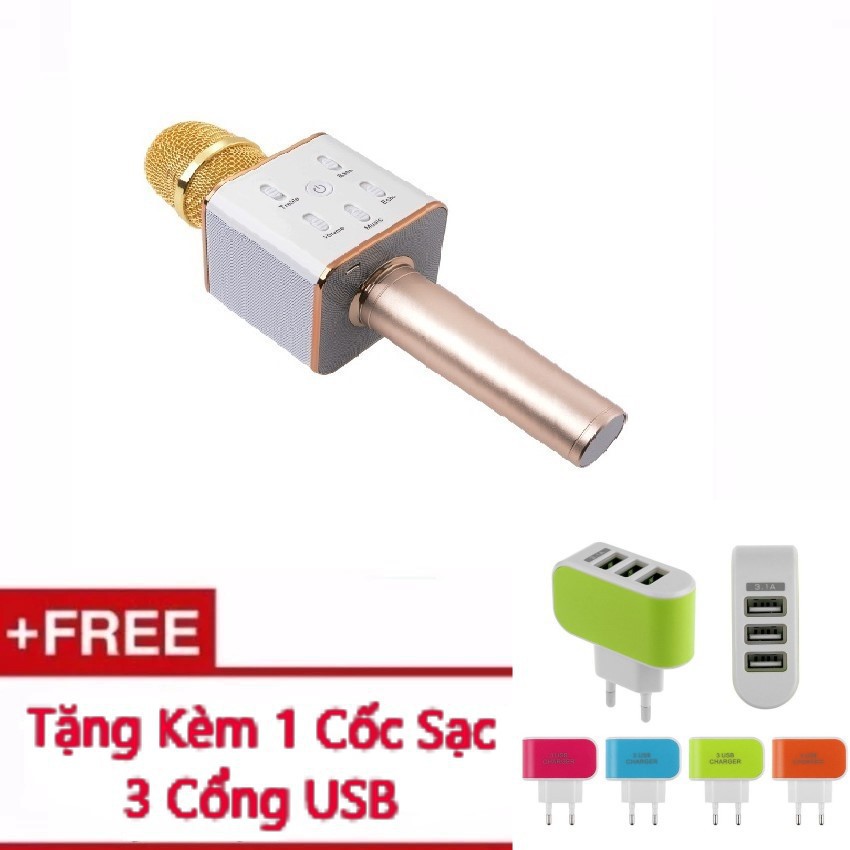 Micro Karaoke tích hợp Loa Bluetooth Q7 Tặng Kèm Cốc Sạc 3 cổng USB