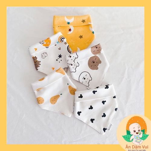 Set 5 khăn yếm tam giác cotton cao cấp, khăn quàng cổ giữ ấm cổ, yếm sữa nhiều mẫu xinh đáng yêu cho bé.