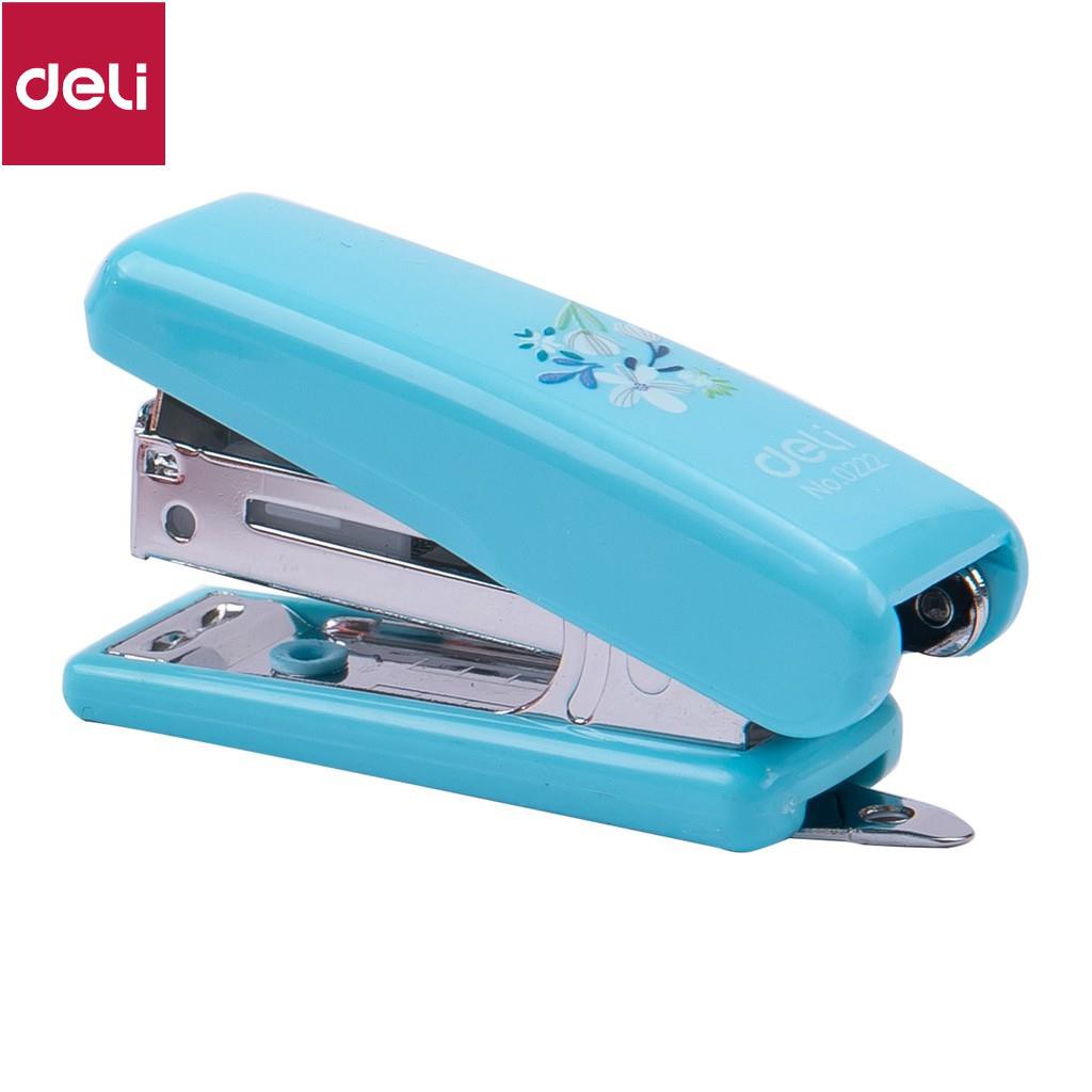 Dập ghim học sinh mini 10 Deli, 12 trang, Xanh, Hồng - 1 cái E0222 [Deli]