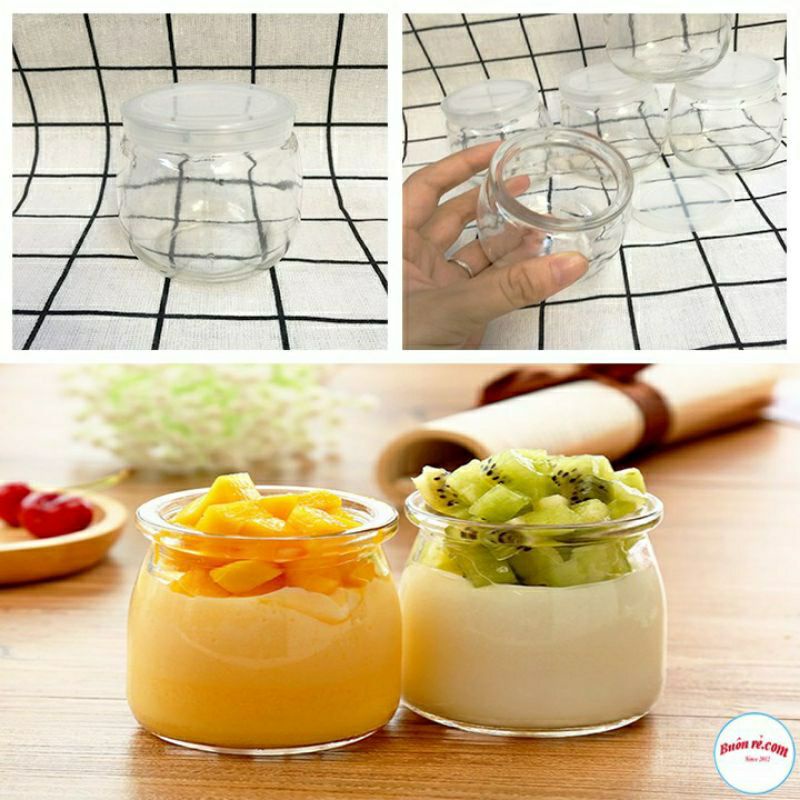 (200ml) Sỉ 10 Hũ sữa chua tròn to, Cốc thủy tinh làm sữa chua, caramen, thạch, đồ ăn dặm cho bé