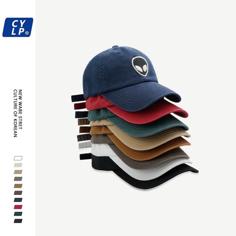 Mũ Lưỡi Trai Mềm Thêu Hình Người Ngoài Hành Tinh Kiểu Hip-Hop Hàn Quốc Cá Tính