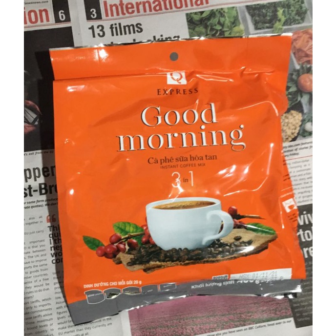 Cà phê Trần Quang, cà phê buổi sáng good morning bịch 480g (24 ống x 20g)