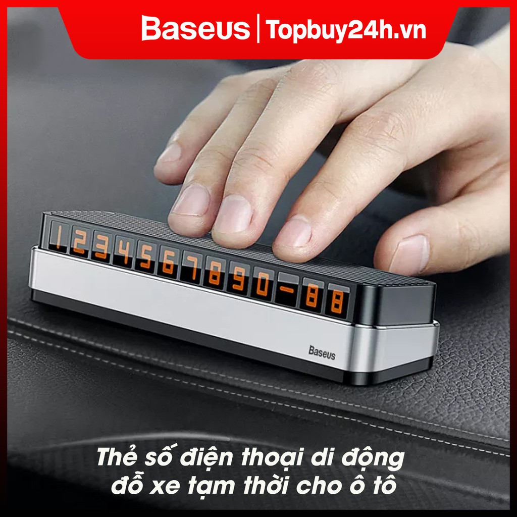 Bảng thông báo số điện thoại chủ xe có phản quang thiết kế sang trọng thông minh dùng trên xe ô tô - Baseus
