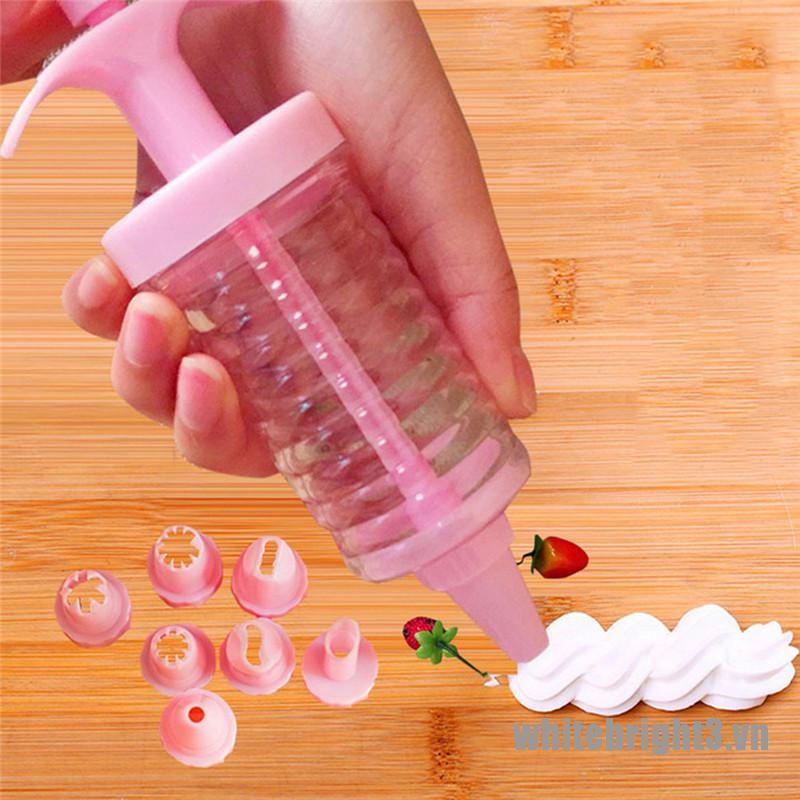 Dụng Cụ Bơm Kem Trang Trí Bánh Bằng Thép Không Gỉ Với 8 Đầu Bắt Kem