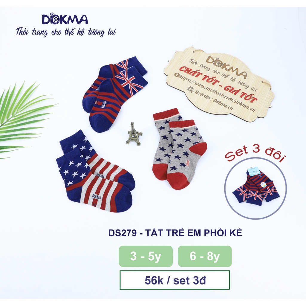 💥 Tất cho bé 3-8 tuổi, chất liệu dệt len mịn, thoáng, khử mùi, không bai- rão- xù Dokma