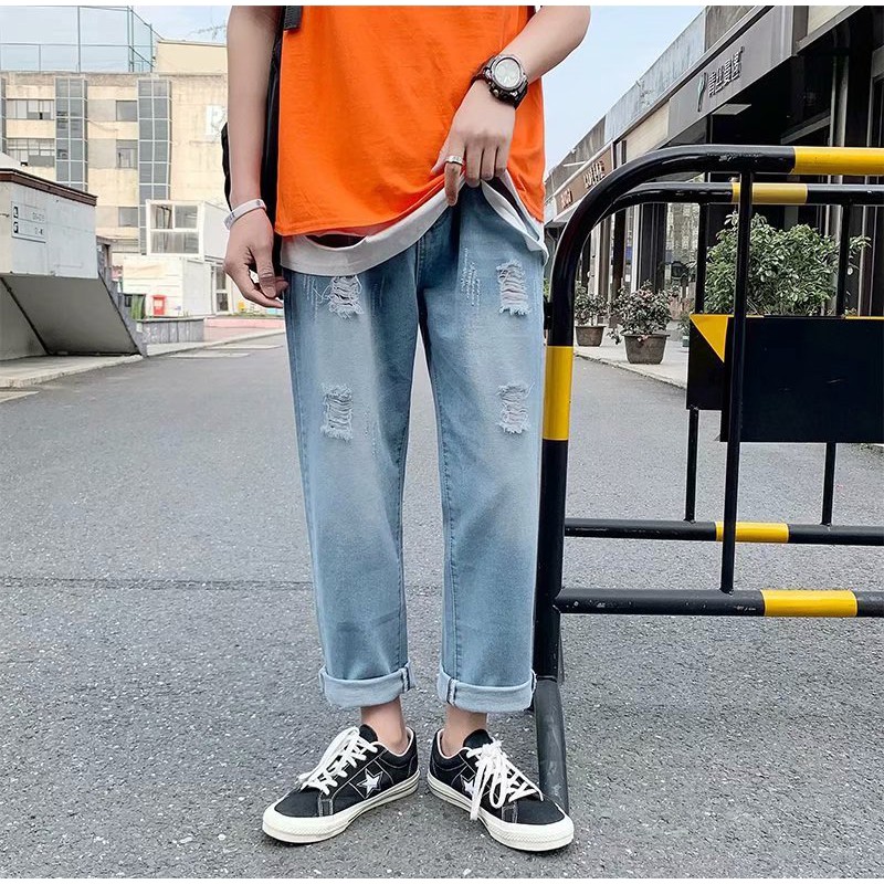 Quần jean nam nữ baggy ống rộng rách mới 2021 | BigBuy360 - bigbuy360.vn