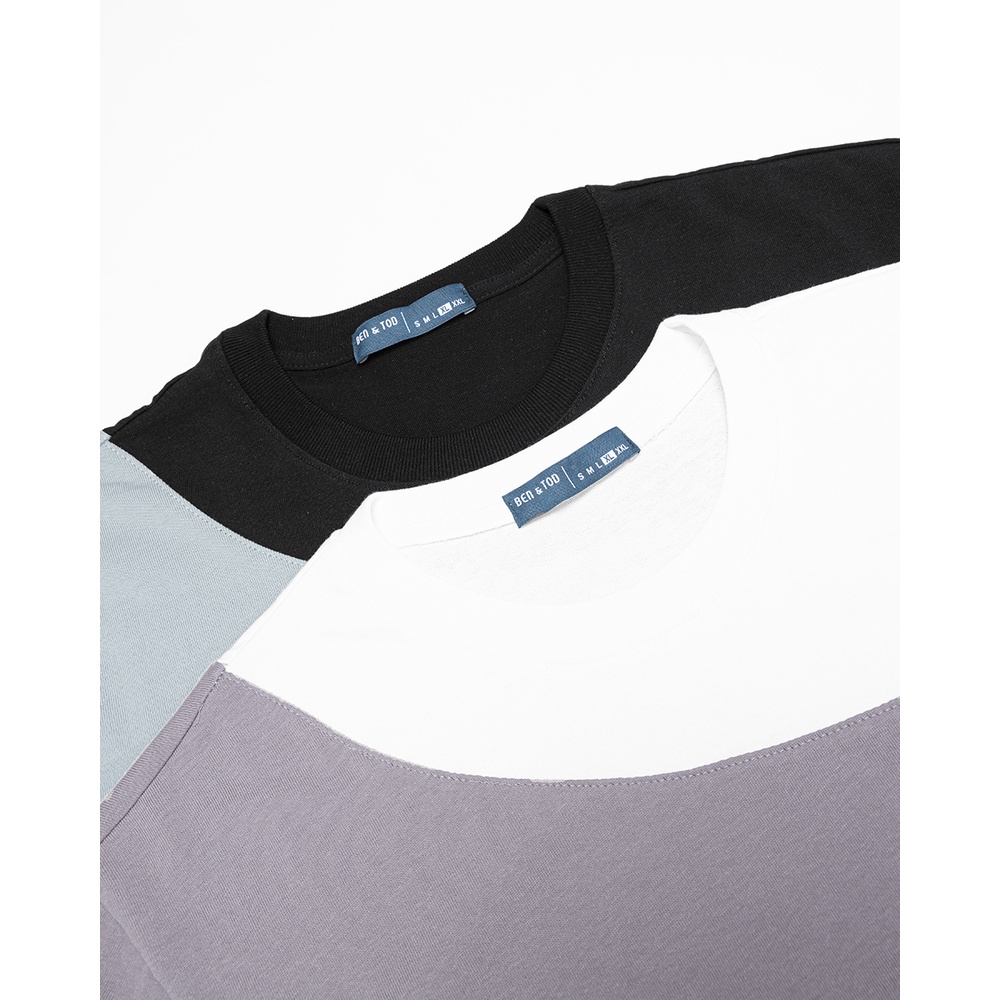Áo thun nam cổ tròn BEN &amp; TOD R1210BB119 vải cotton, ghép màu, thoáng mát, cao cấp, thanh lịch, trẻ trung