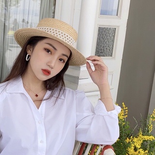 Mũ cói gaucho vành nhỏ đai ngọc siêu sang chảnh