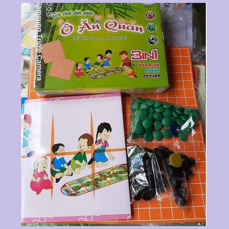 Bộ đồ chơi dân gian phát triển trí tuệ Ô ĂN QUAN - Cờ vây - Cờ Caro