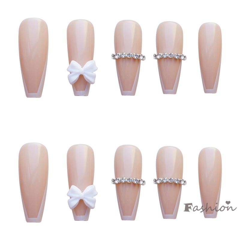 Set 24 Móng Tay Giả Đính Đá Trang Trí Móng Có Thể Tháo Rời