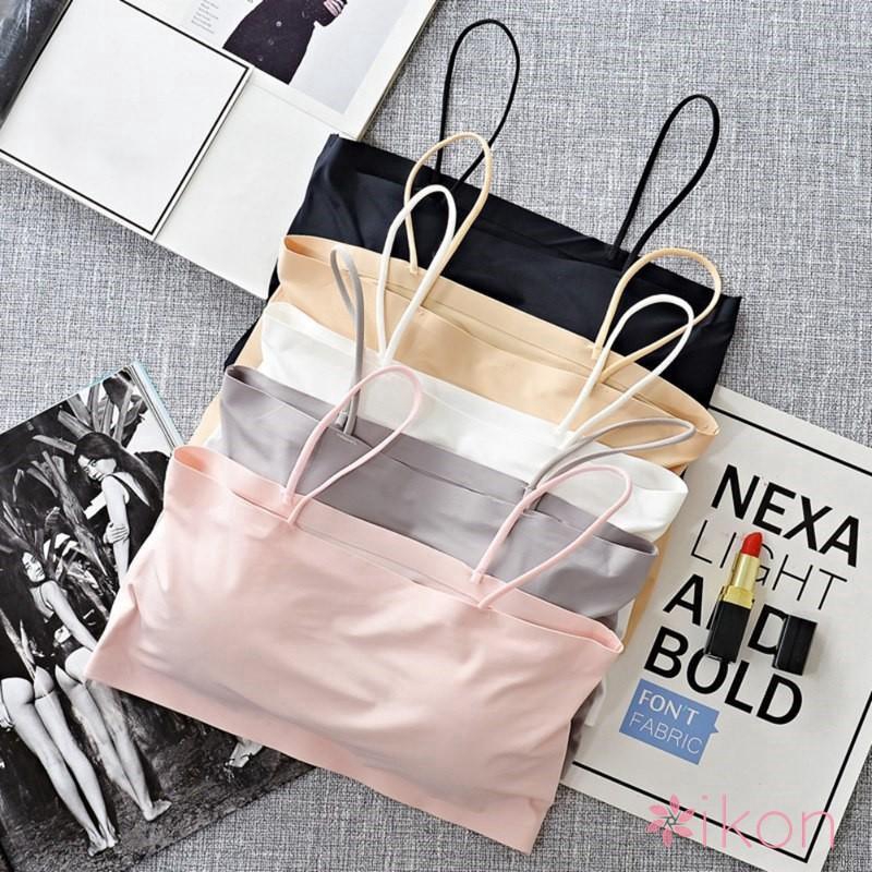 ✨ikon Women ice silk Wireless Solid Color Tube Tops Bra Soft Brassiere