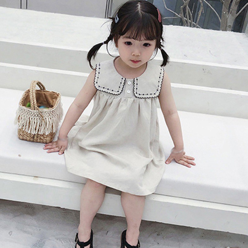 Đầm Công Chúa Cổ Lớn Kiểu Hàn Quốc Thời Trang Mùa Hè Cho Bé Gái
