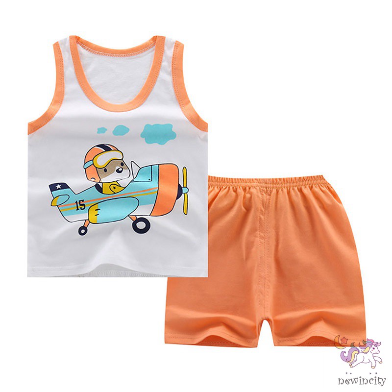 Bộ Áo Ba Lỗ In Hình + Quần Đùi Cho Bé