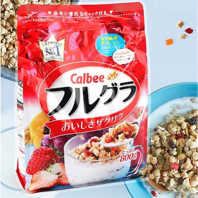 Ngũ cốc Calbee Ngũ cốc Calbee Nhật Bản hoa quả , trái cây dùng ăn sáng - ăn kiêng giảm cân ( 800G )
