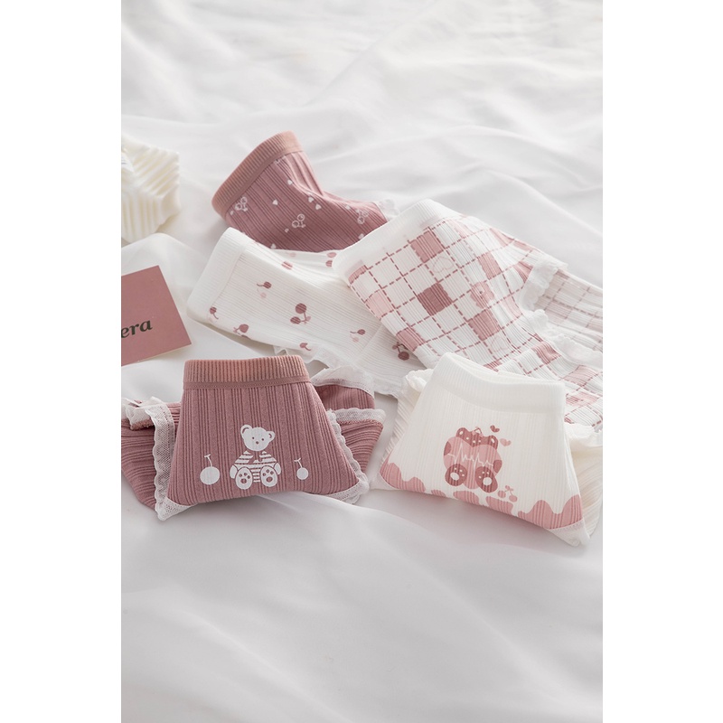 Quần Lót Nữ Cotton Kháng Khuẩn Hình Cherry Ngang Eo Thời Trang . Hàng Loại Đẹp.