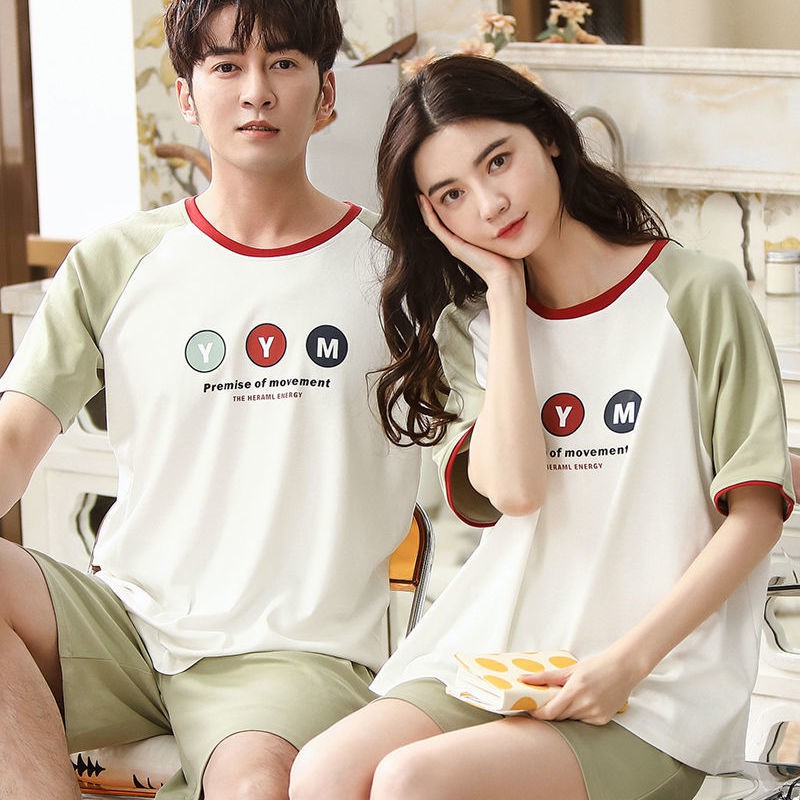 Đồ lót▪△Bộ pyjama cặp đôi, cotton tinh khiết, vest nam mới mùa hè 2021 cao cấp, quần áo ngủ nữ Hàn Quốc, loại mặc