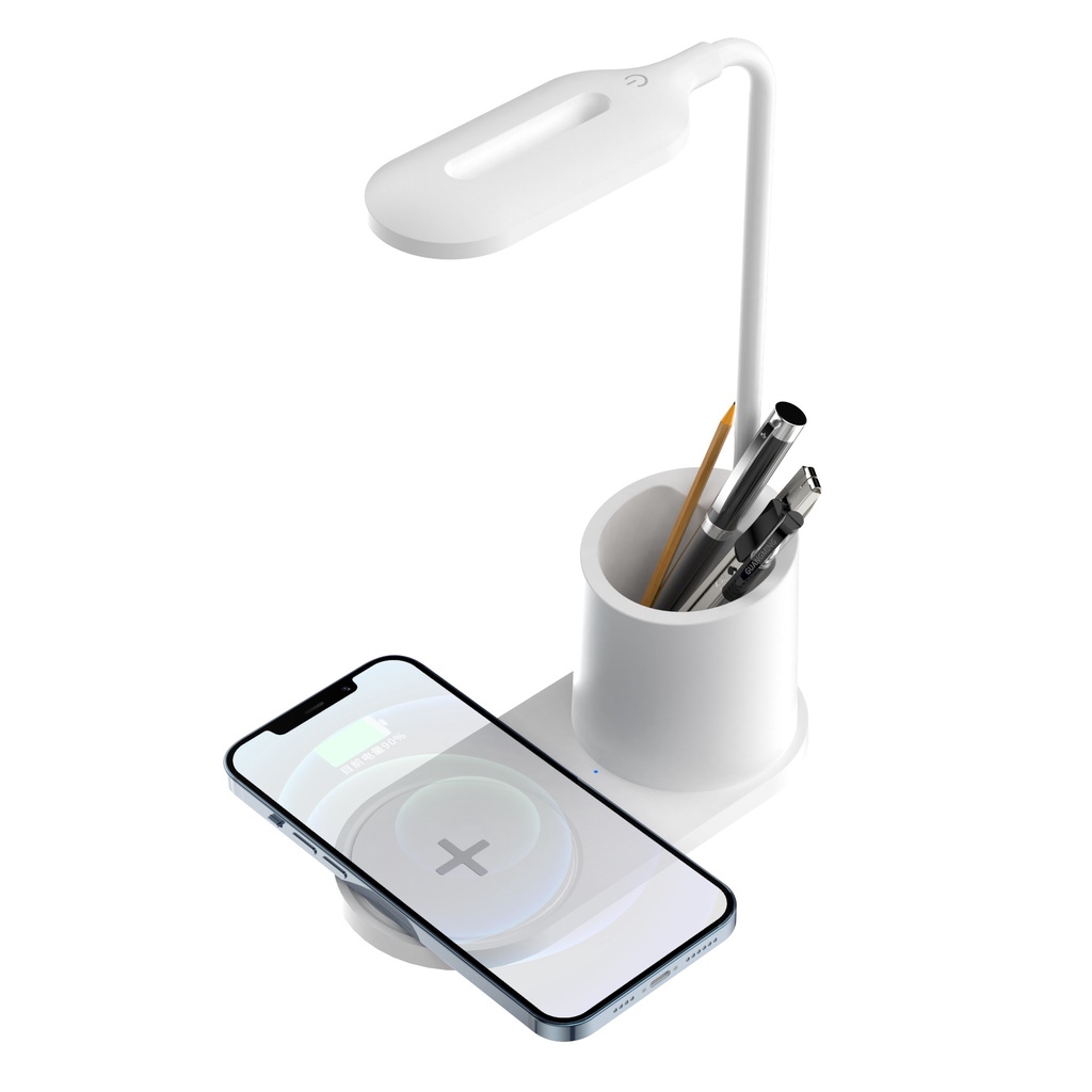 [Sạc 15W]Đế Sạc Không Dây 15W 3In1 Kèm Đèn Học Giá Để Bút Tròn Siêu Tiện Lợi - Phụ Kiện AZ