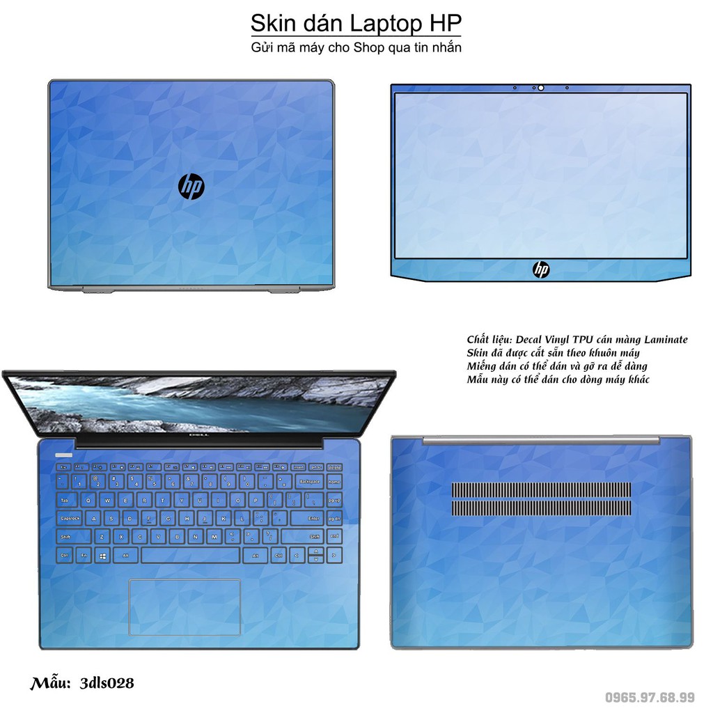 Skin dán Laptop HP in hình 3D Image (inbox mã máy cho Shop)