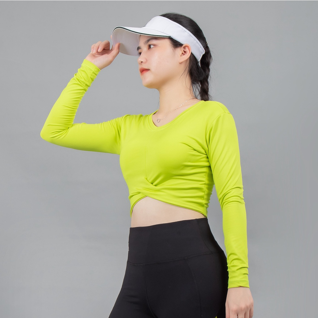 Áo thể thao Gladimax C09 Croptop dài tay, xoắn eo ôm body, thoải mái tập luyện co dãn 4 chiều, hút mồ hôi tốt