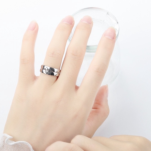 Nhẫn Đôi Bạc Dreamsilver, Nhẫn Cặp Hand in Hand Chỉnh Size ND002