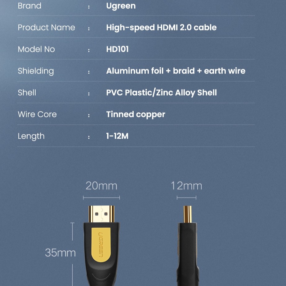 Ugreen Dây Cáp HDMI 4K / 60Hz Tốc Độ Cao Cho Xiaomi Mi Box TV Box