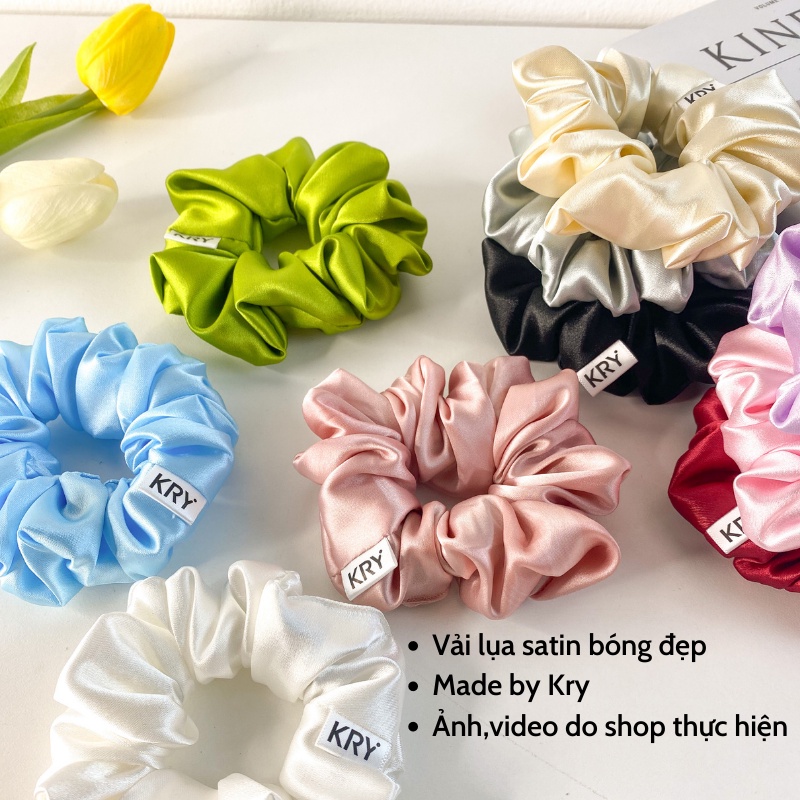 Dây buộc tóc srunchies lụa satin phi bóng giá sỉ made by Kry DT03