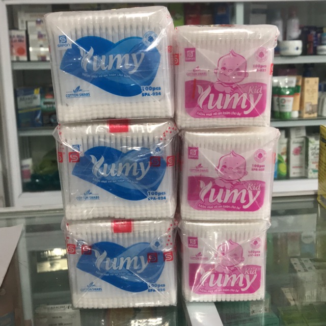 TĂM BÔNG YUMY ( 1 bịch 12 gói x 100 que/gói)