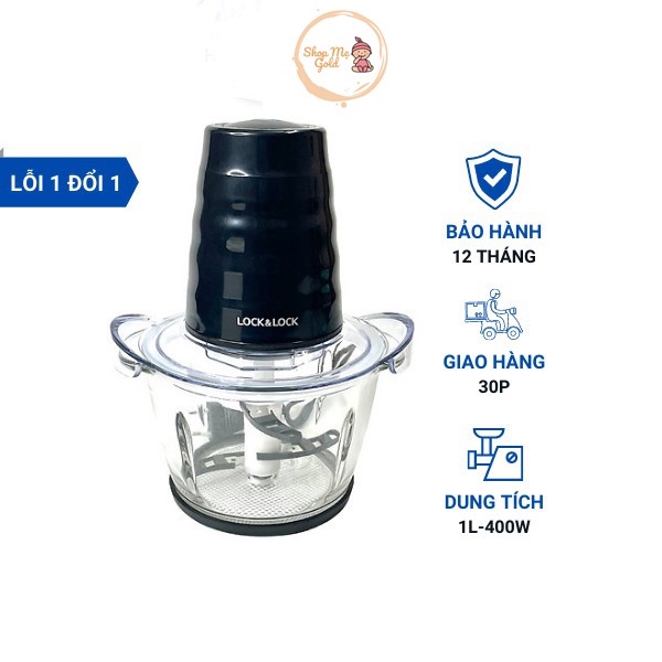 Máy Xay Thịt Cối Thủy Tinh Lock&amp;Lock Meat Chopper EJM156BLK, Cối Xay Thịt 4 Lưỡi Lock&amp;Lock Bảo Hành 12 Tháng