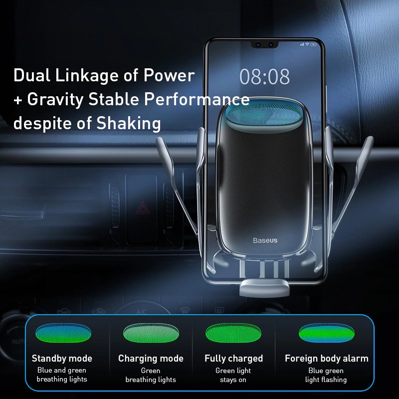 Giá đỡ điện thoại trên ô tô tích hợp sạc nhanh không dây 15W Baseus Milky Way Electric Bracket tích hợp cảm biến tự động
