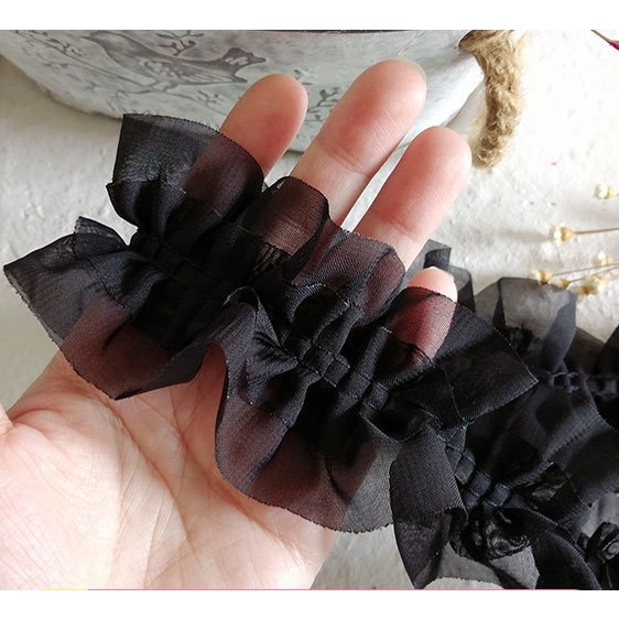 Dây Ruy Băng Vải Tuyn Hai Lớp Ren Lưới 3D Dùng Trang Trí Váy Cưới