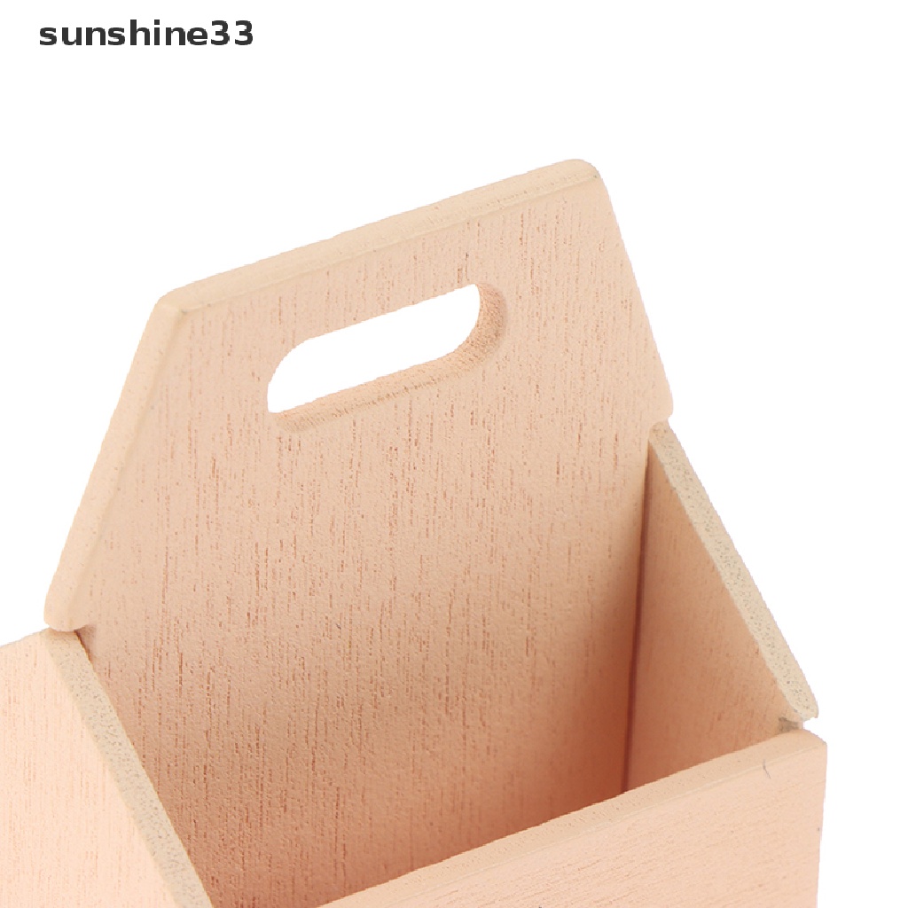 Giỏ đựng trái cây/ thức ăn bằng gỗ tỉ lệ 1 / 12 trang trí nhà búp bê