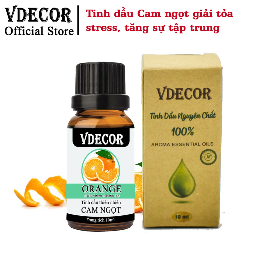 Tinh Dầu Cam Ngọt VDECOR Nguyên Chất 100% Từ Thiên Nhiên (10ml)
